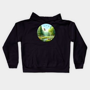 Low Poly Spring Forest Kids Hoodie